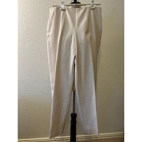 Womens Easy Spirit Stretch Pull On Beige Tan Cream Cotton Pants Size Zip Button - Picture 3 of 10
